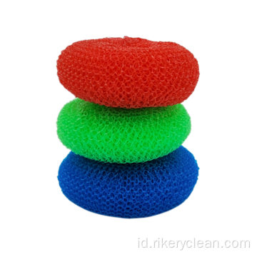 Scourers pembersih mesh plastik berwarna -warni